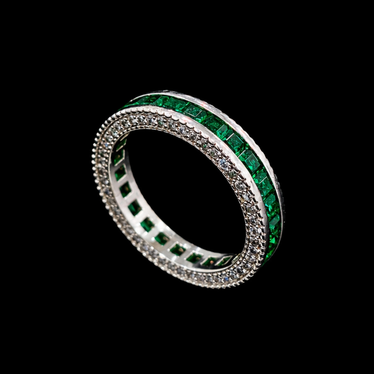 Green and White CZ Ring