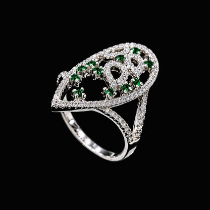 Silver Ring with Green CZ Stones