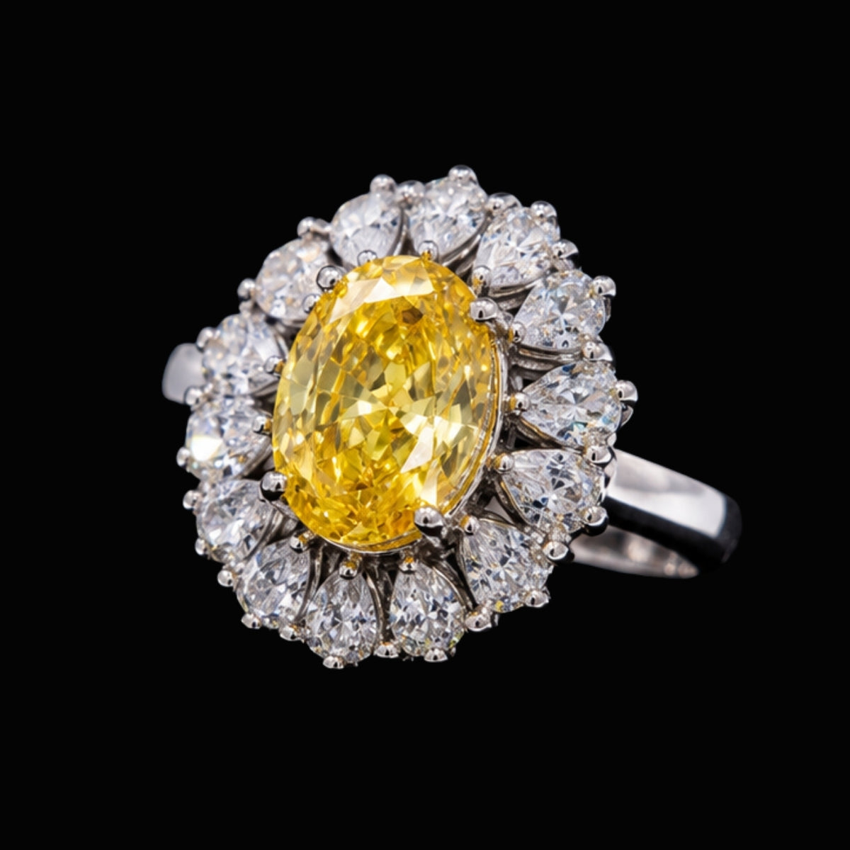 Yellow Oval CZ Ring