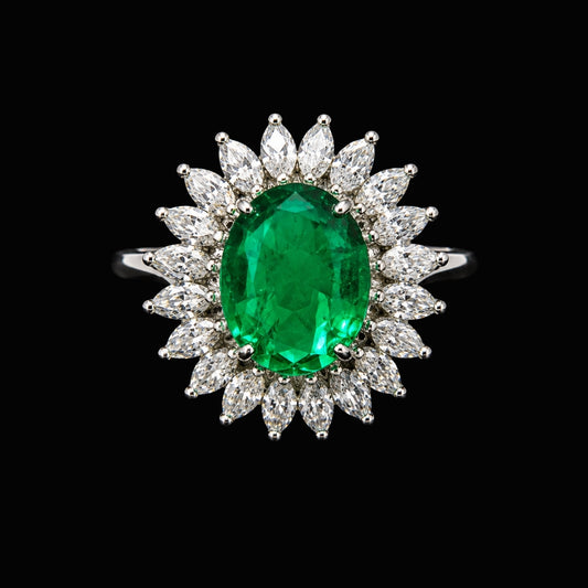 Emerald and CZ Ring