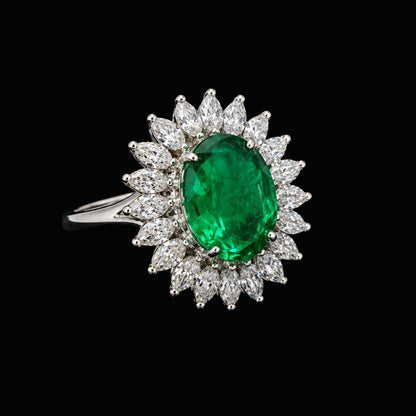 Emerald and CZ Ring