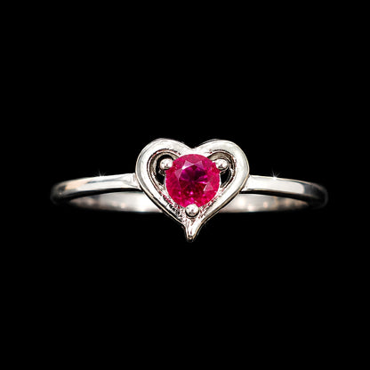 Heart Ring with Pink CZ Stone