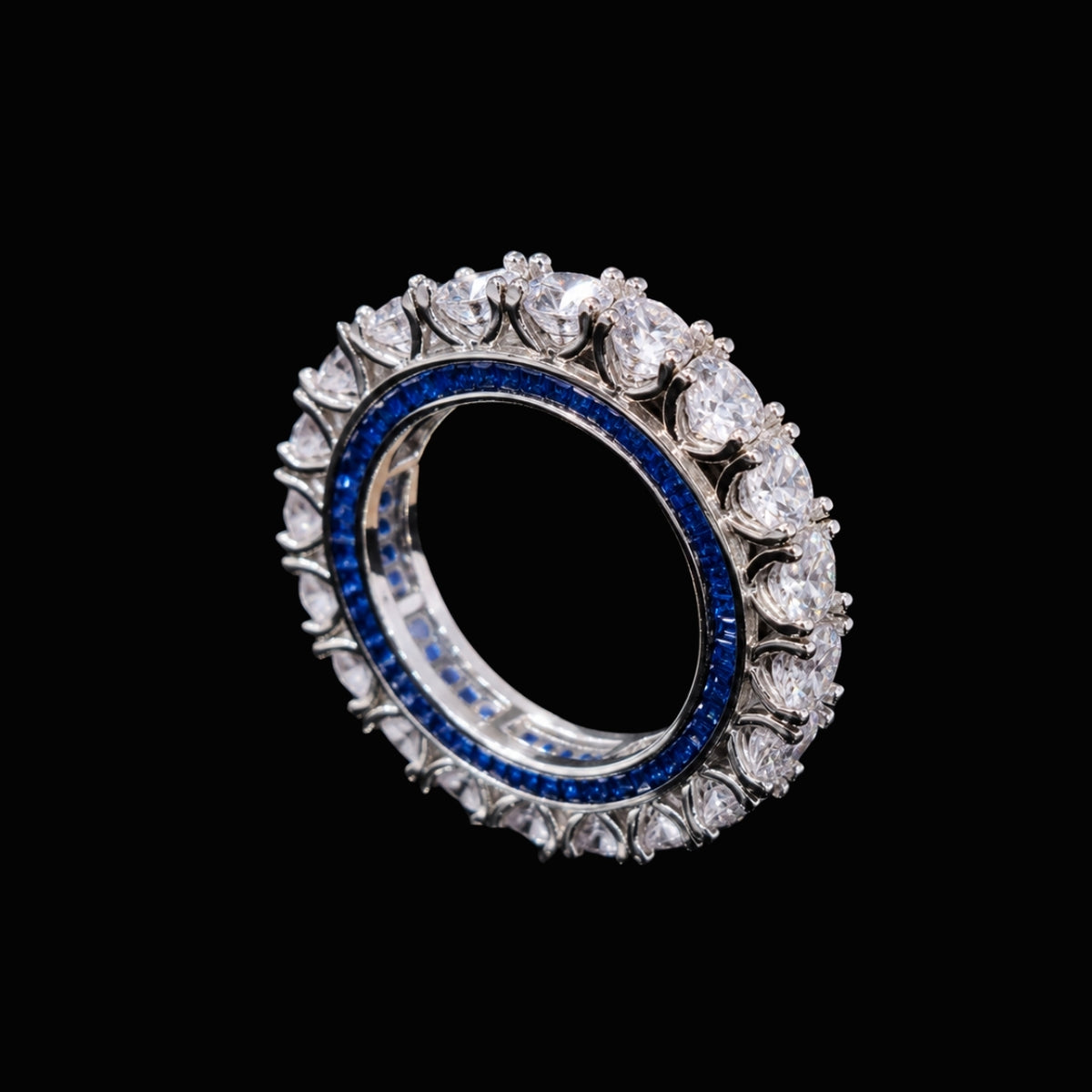 Blue and White CZ Ring