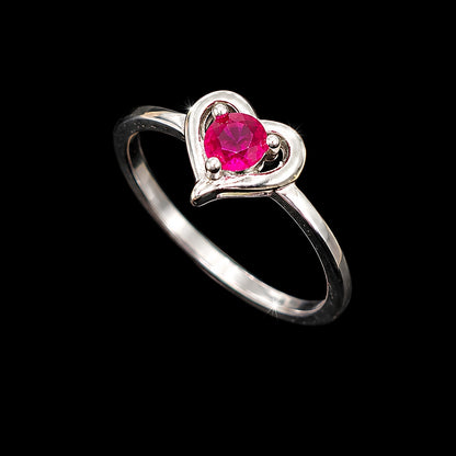 Heart Ring with Pink CZ Stone