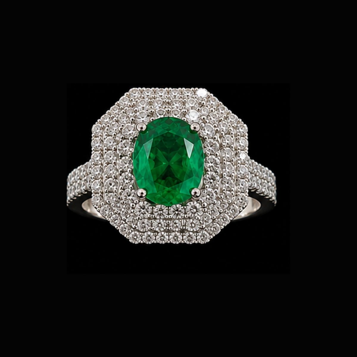 Emerald and CZ Ring