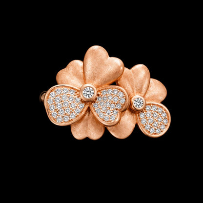 Floral Rose Gold CZ Ring