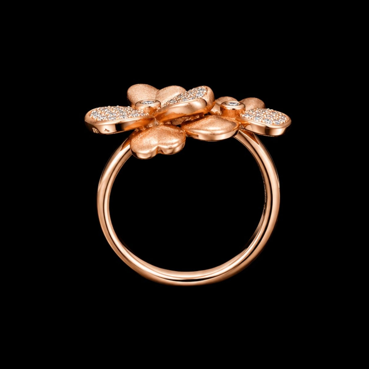 Floral Rose Gold CZ Ring