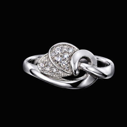 Silver CZ Ring with Knot Design