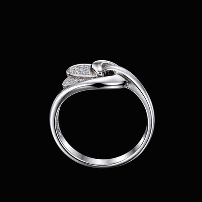Silver CZ Ring with Knot Design