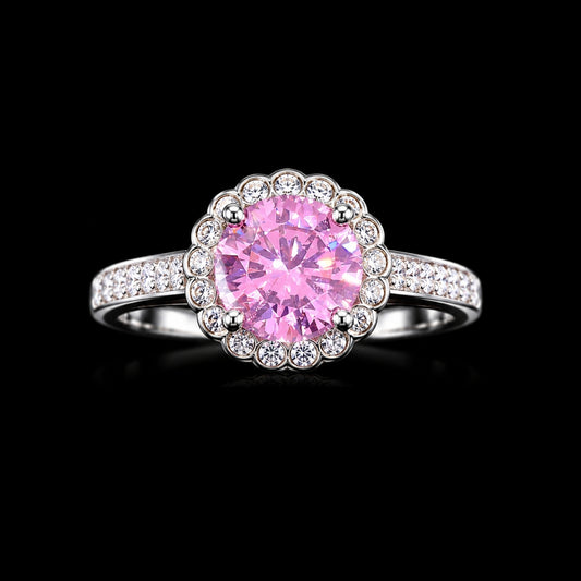 Pink CZ Halo Ring