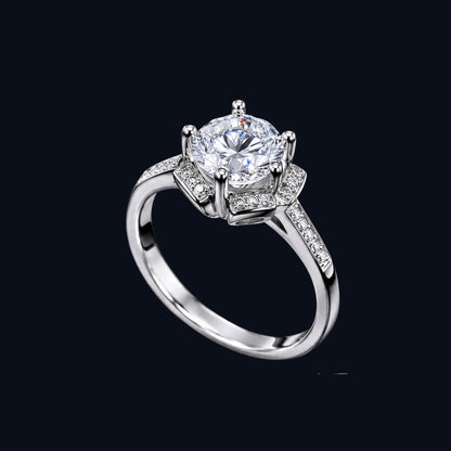 Silver Petal Solitaire Ring