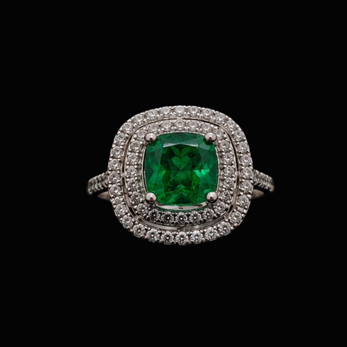 Emerald and CZ Ring