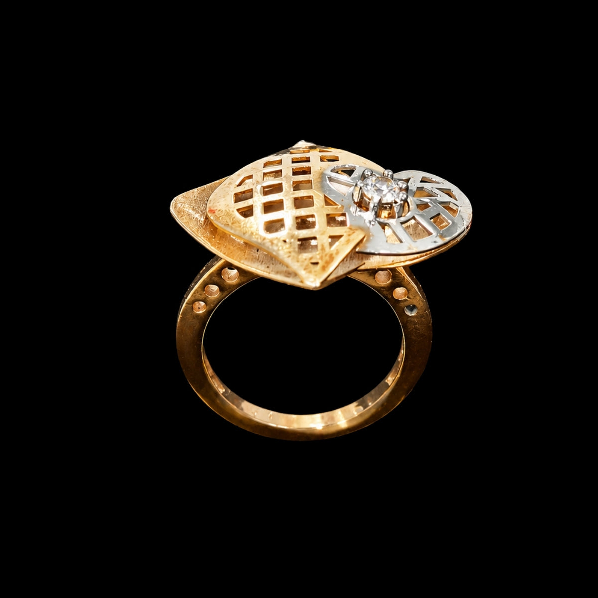 Gold-tone ring with CZ stone