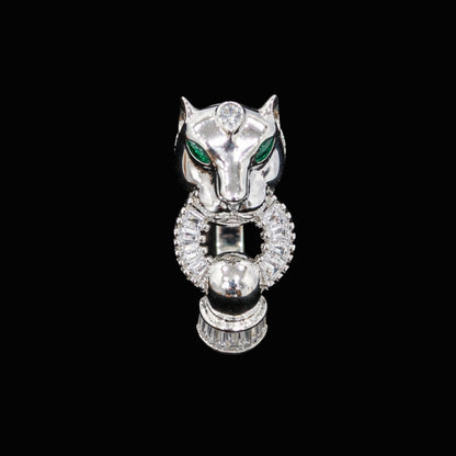 Silver Panther Ring with CZ Stones