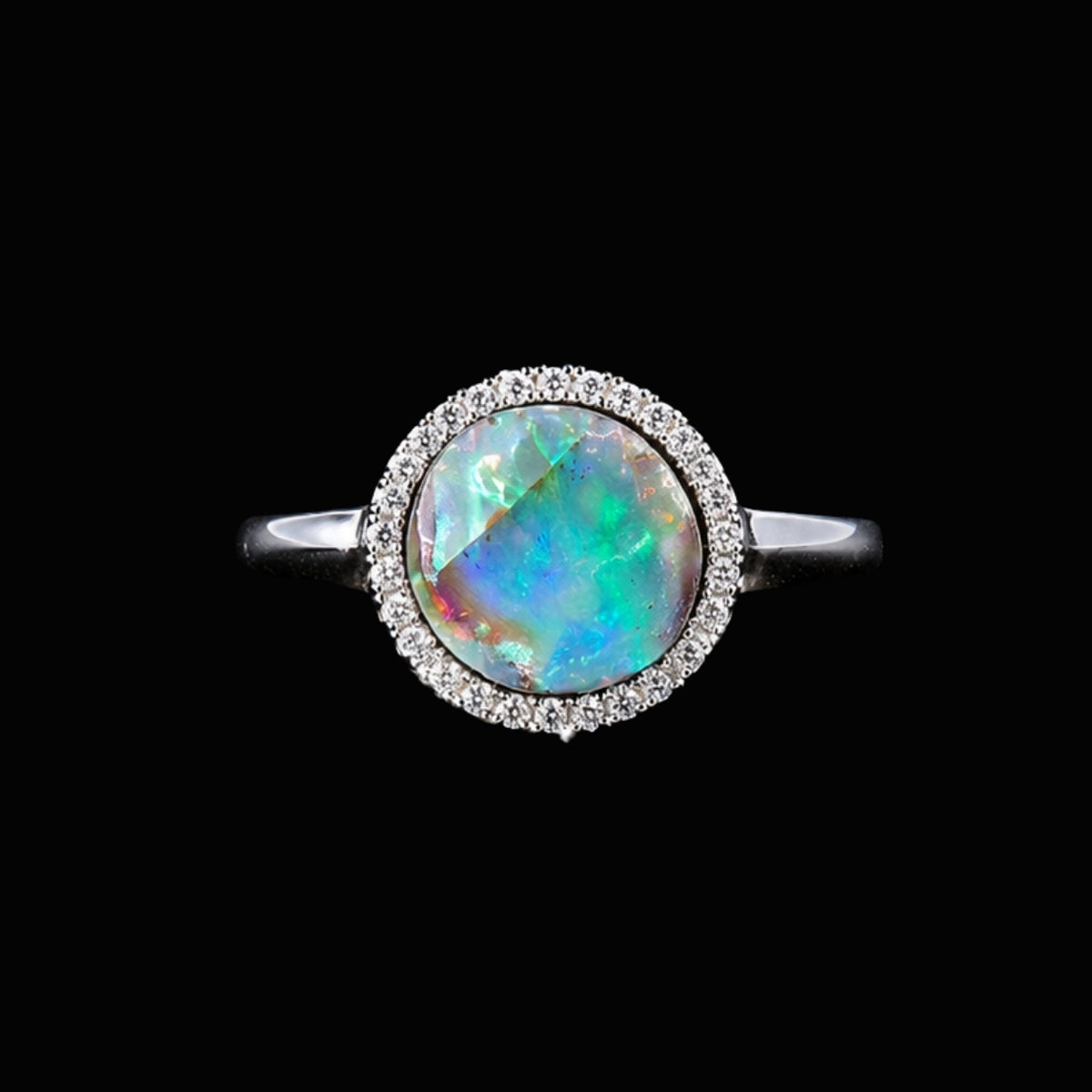 Opal Ring with CZ Stones