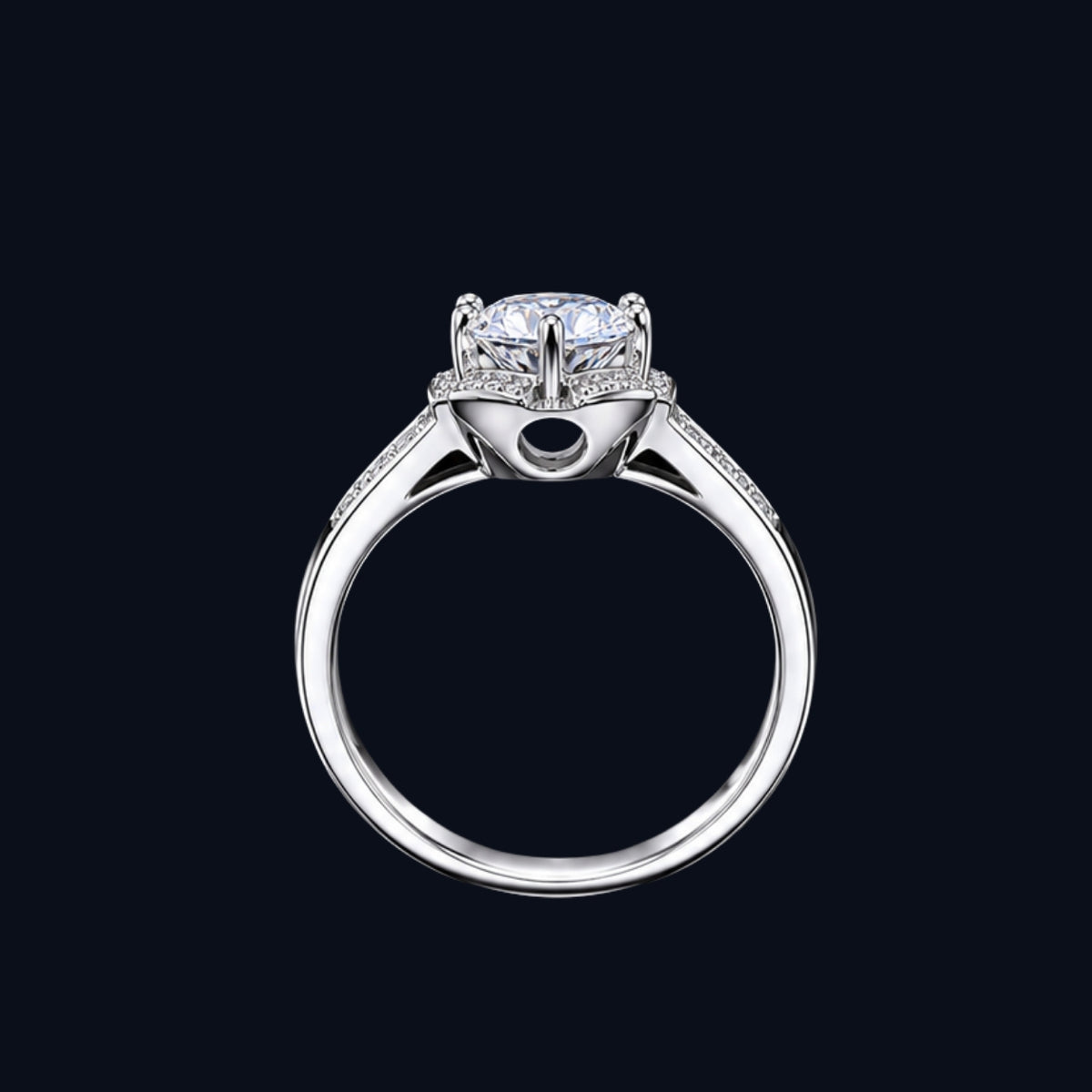 Silver Petal Solitaire Ring