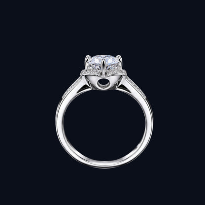 Silver Petal Solitaire Ring