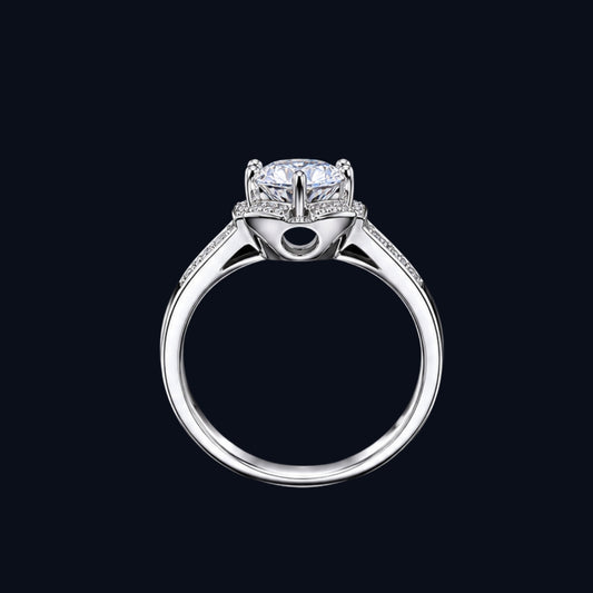 Silver Petal Solitaire Ring