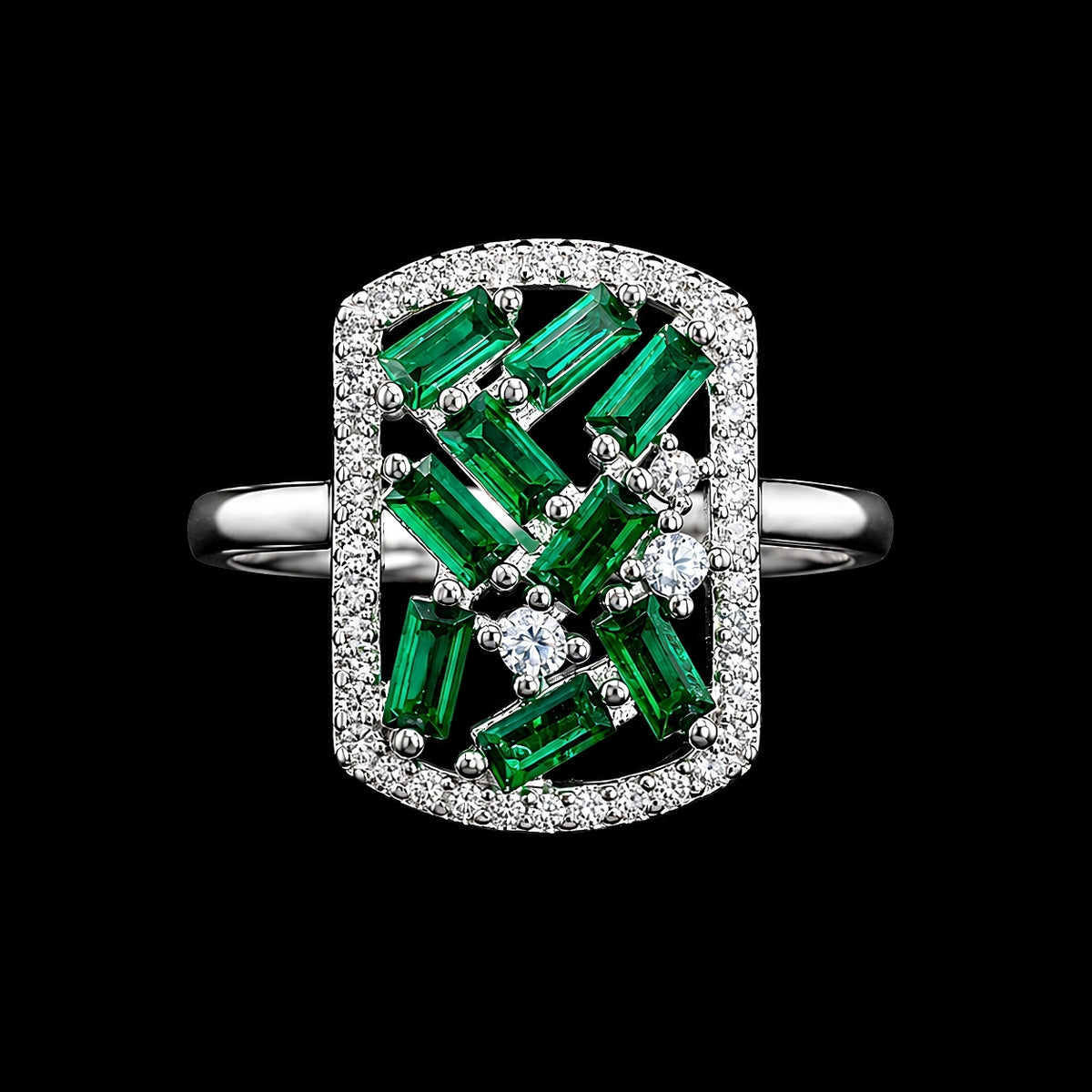 Emerald and CZ Ring