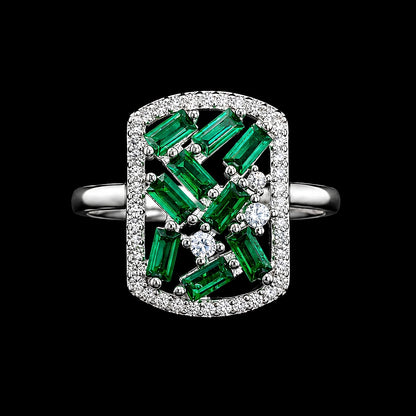 Emerald and CZ Ring