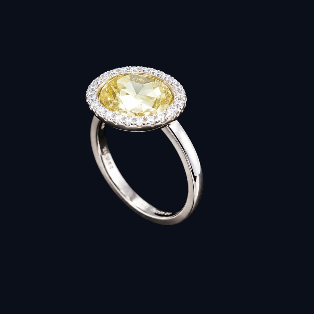 Yellow CZ Halo Ring