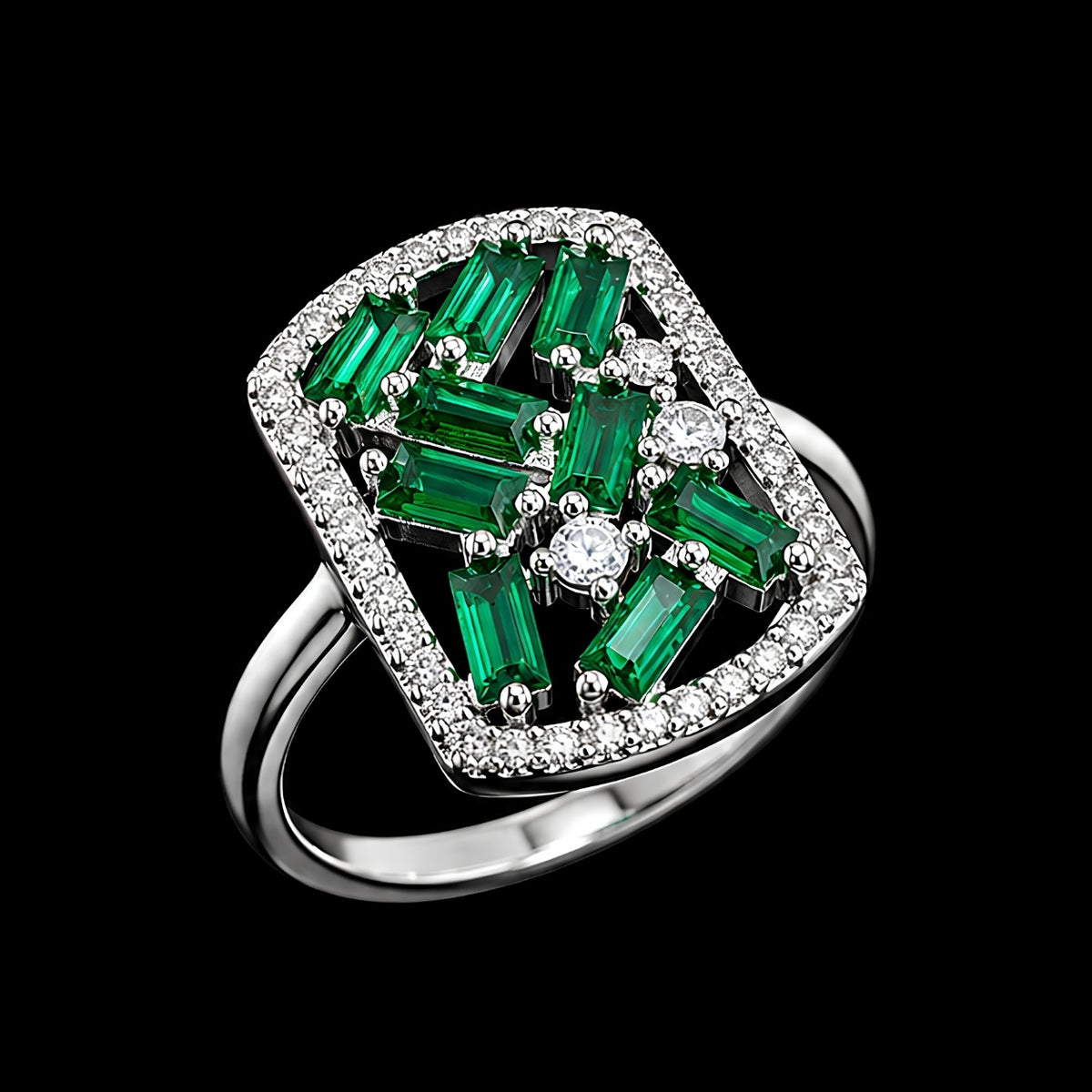Emerald and CZ Ring
