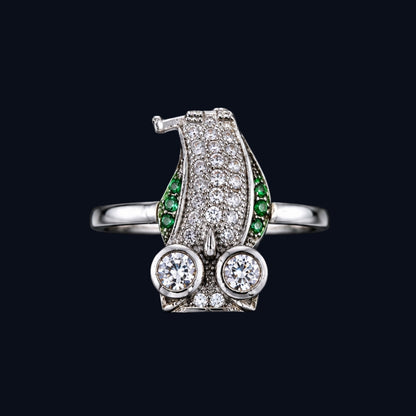 Silver CZ Owl Ring