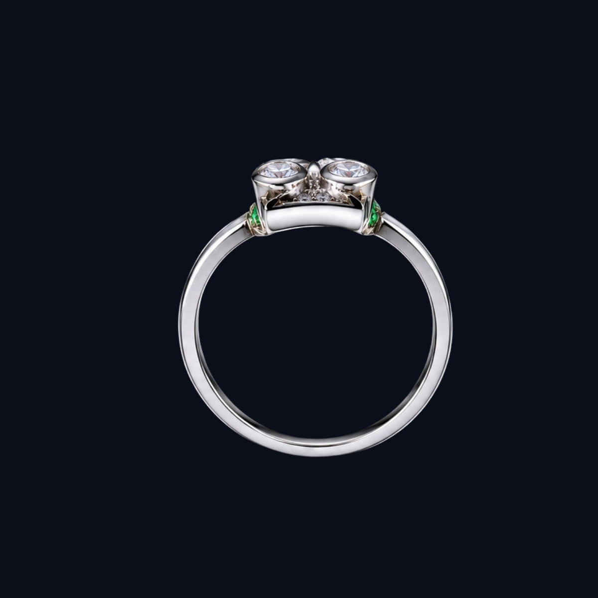 Silver CZ Owl Ring