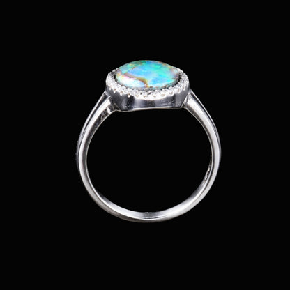 Opal Ring with CZ Stones