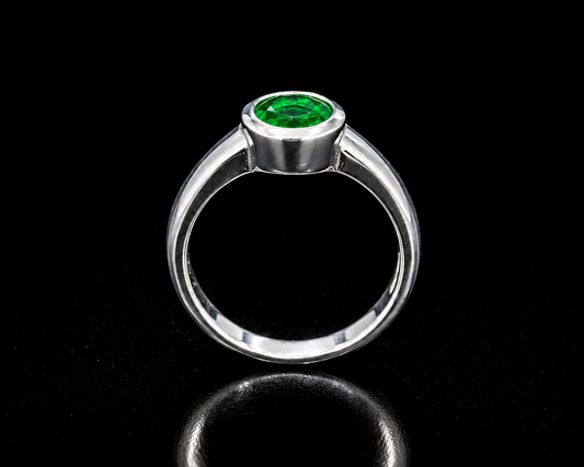 Silver Classic Green CZ Band