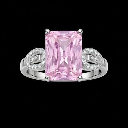 Silver Pink CZ Buckle Ring