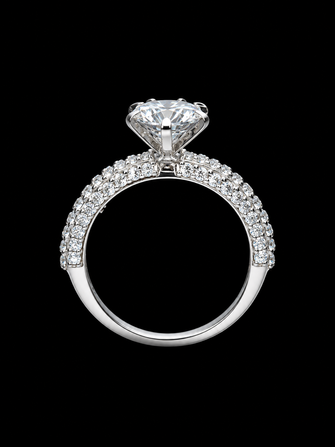 Silver Pave Solitaire Ring - Style B