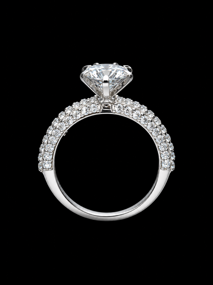 Silver Pave Solitaire Ring - Style A