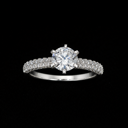 Silver Pave Solitaire Ring - Style B