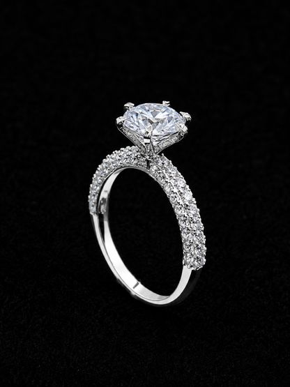 Silver Pave Solitaire Ring - Style A