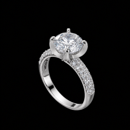 Silver Black Rhodium CZ Solitaire Ring