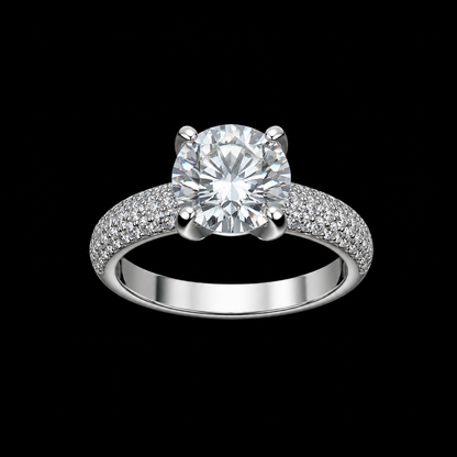Silver Black Rhodium CZ Solitaire Ring