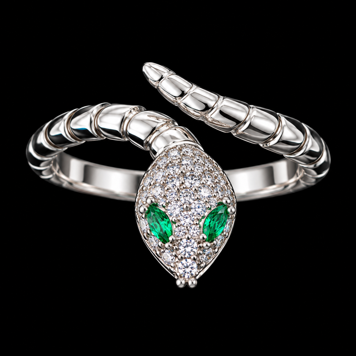 Snake Ring with CZ Stones