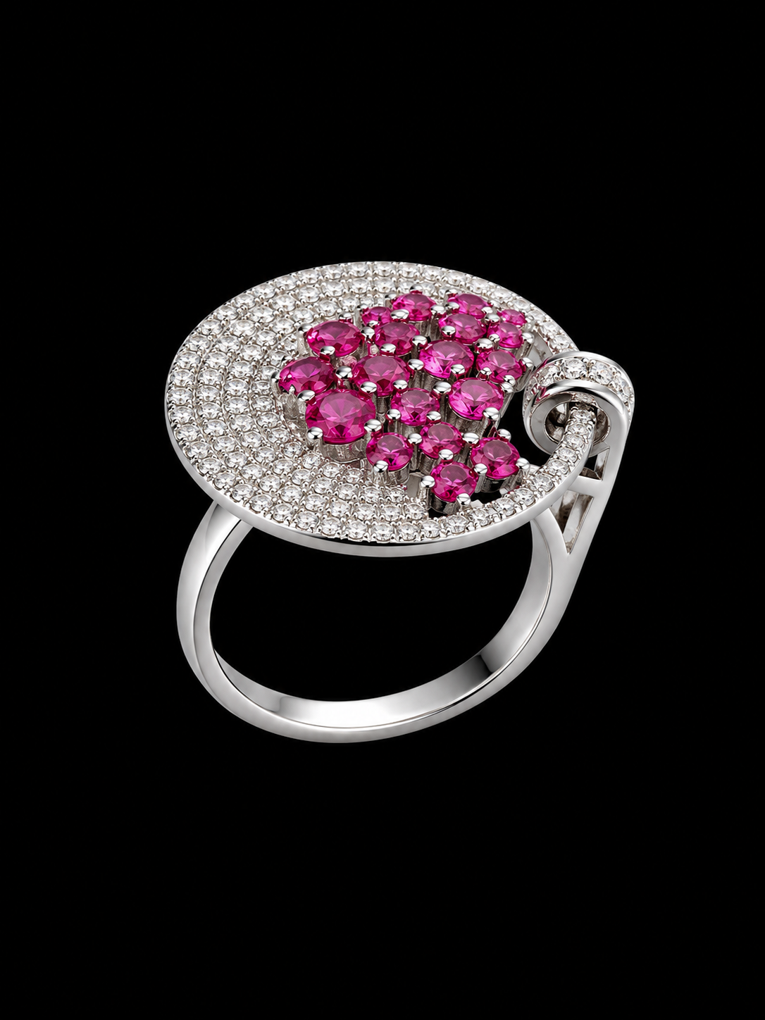 Silver Ring with Pink CZ Stones