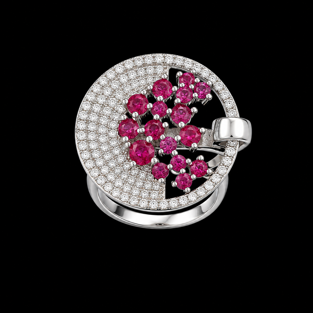 Silver Ring with Pink CZ Stones