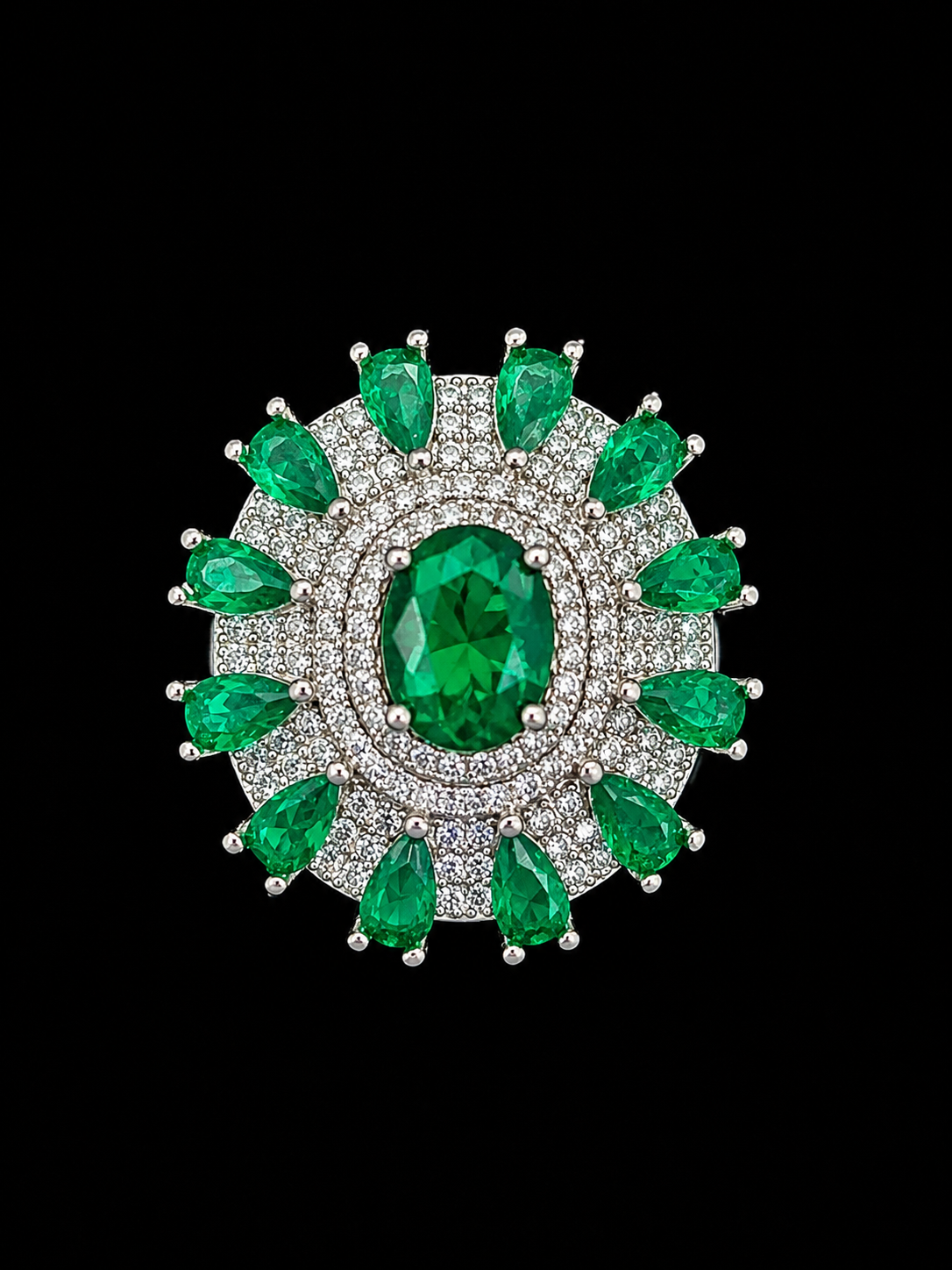 Emerald and CZ Ring