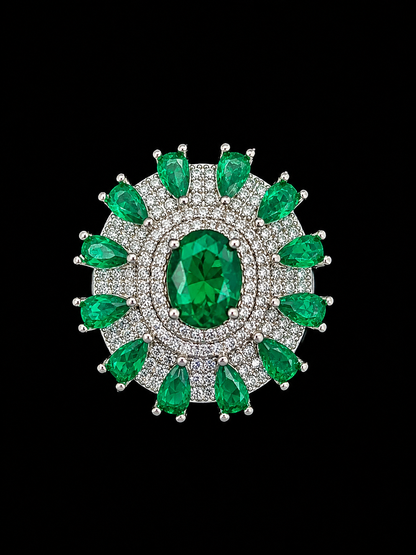 Emerald and CZ Ring