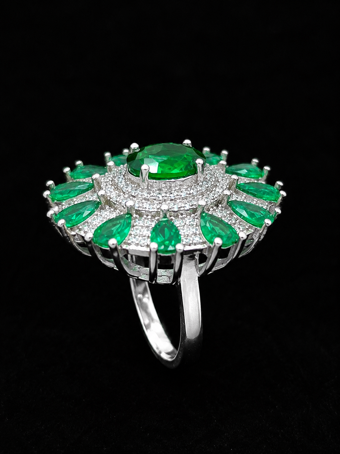 Emerald and CZ Ring