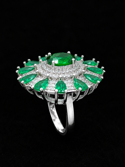 Emerald and CZ Ring