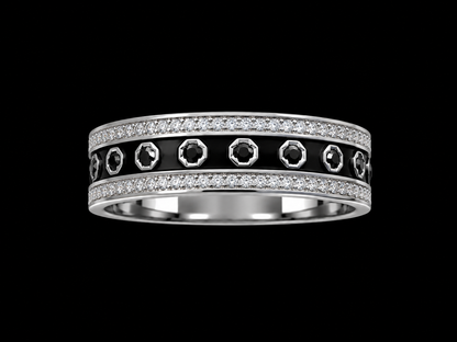 Silver CZ and Enamel Ring