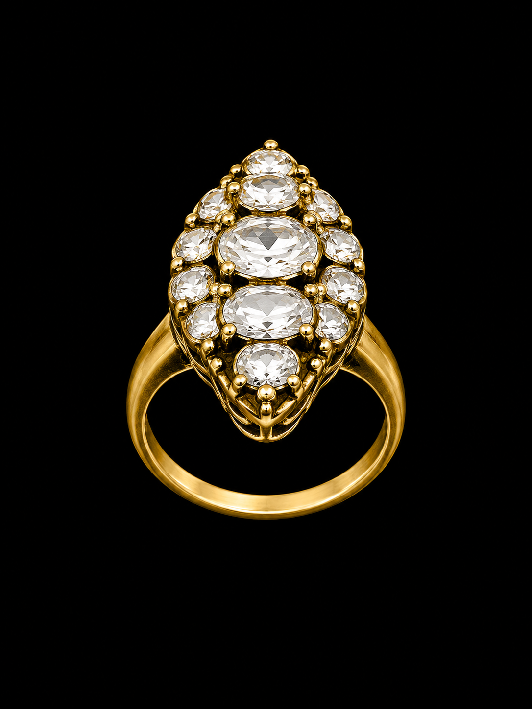 Gold-Tone Ring with CZ Stones