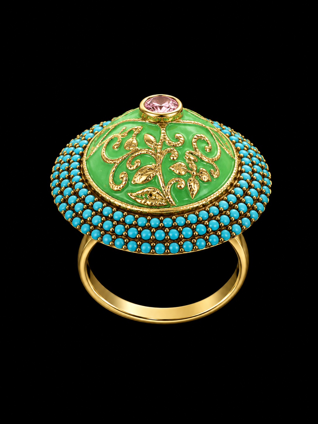 Enamel Ring with CZ Stone