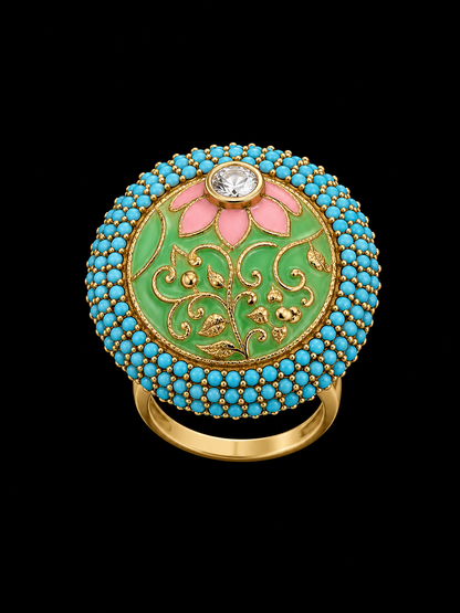 Enamel Ring with CZ Stone