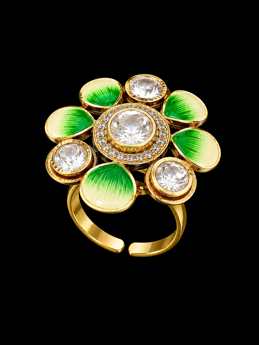 Enamel and CZ Stone Ring