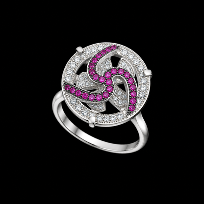 Silver CZ and Enamel Ring